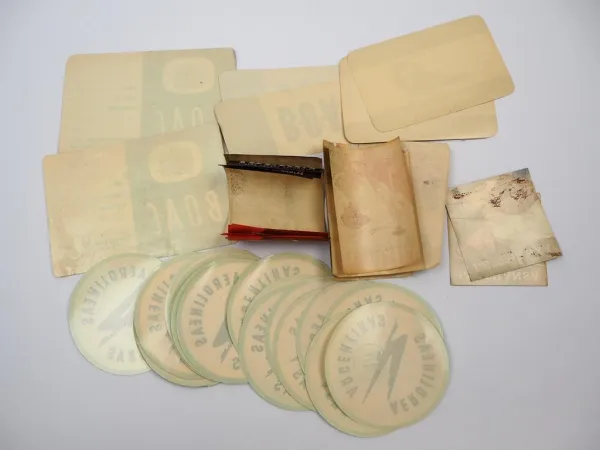 50x Original Papieraufkleber Label Airlines Flugzeug Iberia PAA BOAC Lufthansa