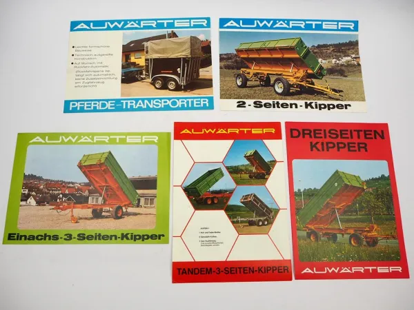 5x Original Prospekt Auwärter TK AEK AZK AK Anhänger Kipper Pferde 1970/80er J.
