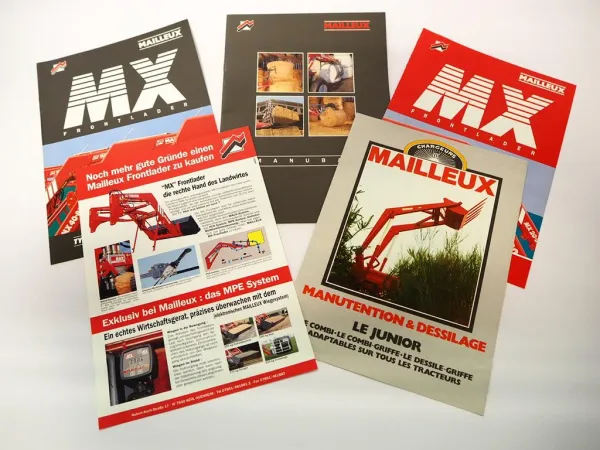 5x Original Prospekt Brochure Mailleux Frontlader Anbaugerät Landtechnik