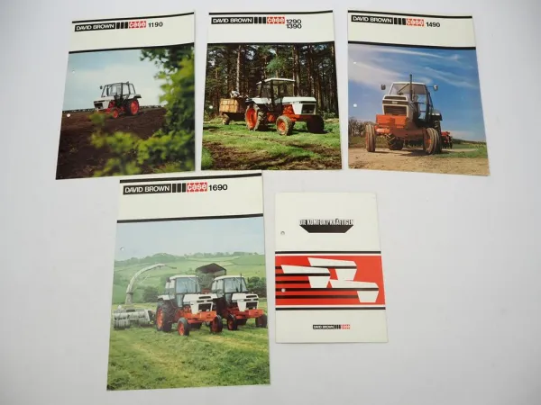 5x Original Prospekt Case David Brown 1190 1290 1390 1490 1690 Schlepper 1980er
