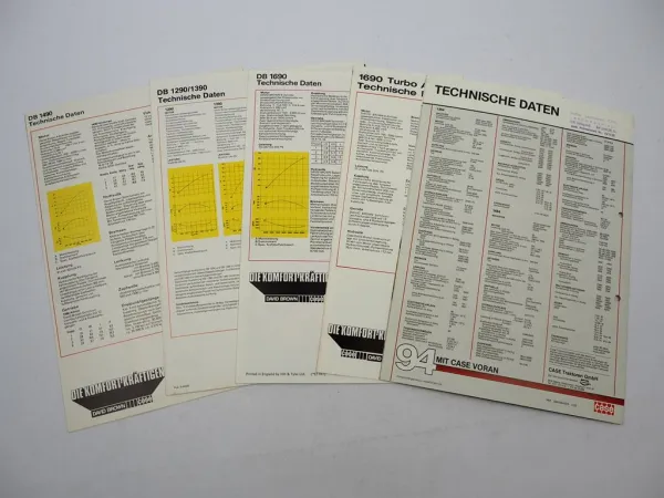 5x Original Prospekt Case David Brown DB 1394 1494 1290 - 1690 Schlepper 1980er