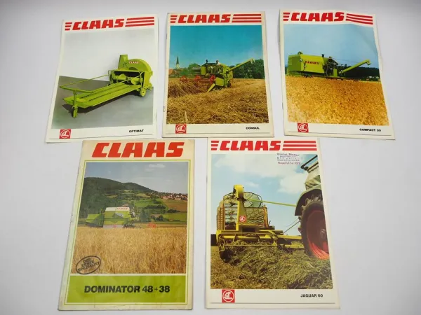 5x Original Prospekt Claas Landtechnik Mähdrescher Häcksler 1970/80er Jahre