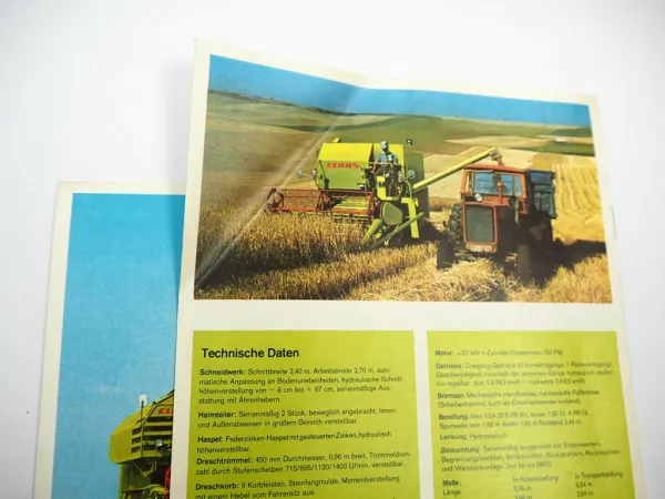 5x Original Prospekt Claas Landtechnik Mähdrescher Häcksler 1970/80er Jahre