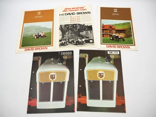 5x Original Prospekt David Brown DB 775 885 990 1210 Schlepper 1970er Jahre