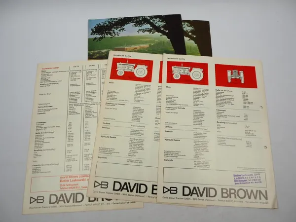 5x Original Prospekt David Brown DB 775 885 990 1210 Schlepper 1970er Jahre