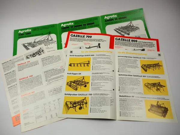 5x Original Prospekt Eberhardt Grubber & Saatbettkombinationen ca. 1970er Jahre