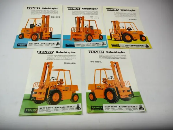 5x Original Prospekt Fendt DFG TFG 2500 3000 Gabelstapler techn. Daten 1970er J.