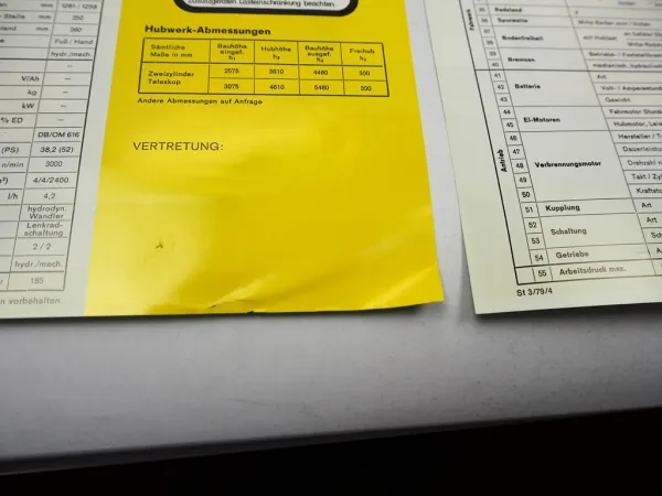 5x Original Prospekt Fendt DFG TFG 2500 3000 Gabelstapler techn. Daten 1970er J.