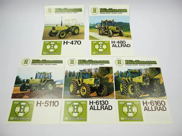 5x Original Prospekt Hürlimann H-470 H-480 H-5110 H-6130 H-6160 Traktor 1979