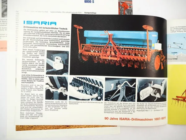 5x Original Prospekt Isaria 6000 Sämaschine Drillmaschine ca. 1970er Jahre