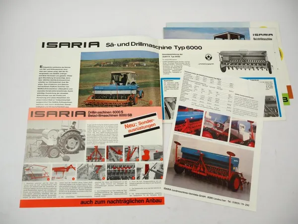 5x Original Prospekt Isaria 6000 Sämaschine Drillmaschine ca. 1970er Jahre