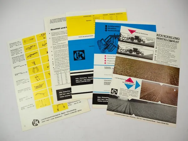 5x Original Prospekt Köckerling Landtechnik Bodenbearbeitung 1970er Jahre