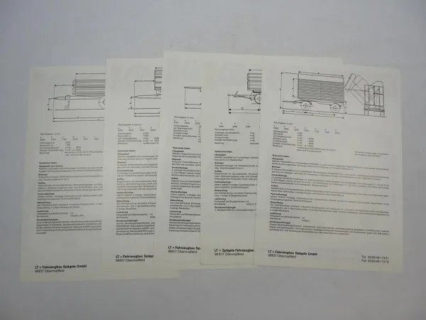5x Original Prospekt Spägele Fahrzeugbau Obermaßfeld Anhänger Landtechnik