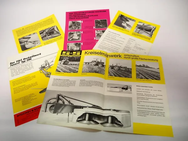 5x Original Prospekt Stockey & Schmitz Mähwerk für John Deere Schlepper 1980er