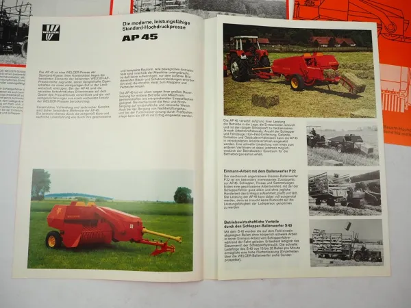 5x Original Prospekt Welger AP 41 42 45 52 Pressen S P Ballenwerfer 1970/80er J.