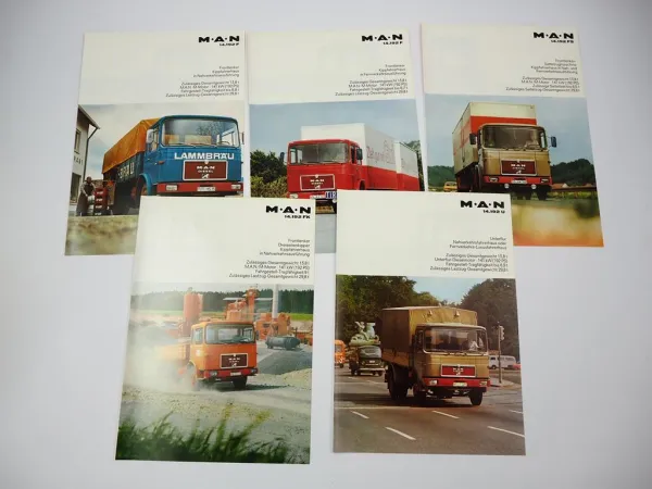 5x Prospekt MAN Nutzfahrzeuge 14.192 F FS FK U Frontlenker LKW 1970er Jahre