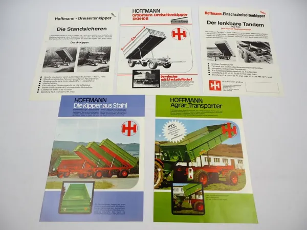 5x Prospekt Mappe Hoffmann Landtechnik Kippanhänger 1970/80er Jahre
