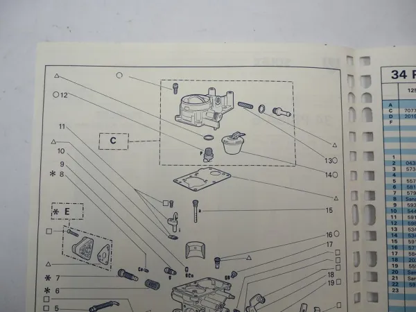 5x Solex PBISA TMMIA TACIC Vergaser Ersatzteilliste Normaleinstellung Peugeot