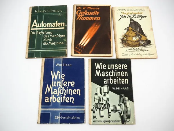 5x Technische Bücher für alle Verbrennungskraftmaschine Dampfmaschine Automaten