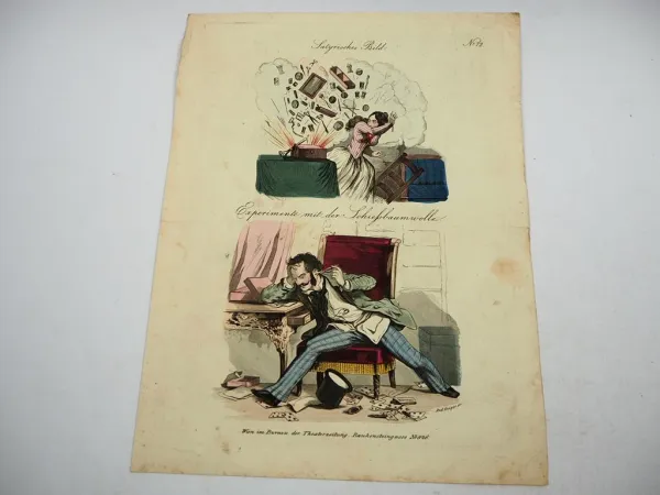 6 Blätter Kolorierte Kupferstiche A. Bäuerle Wien Büro der Theaterzeitung ca. 1850