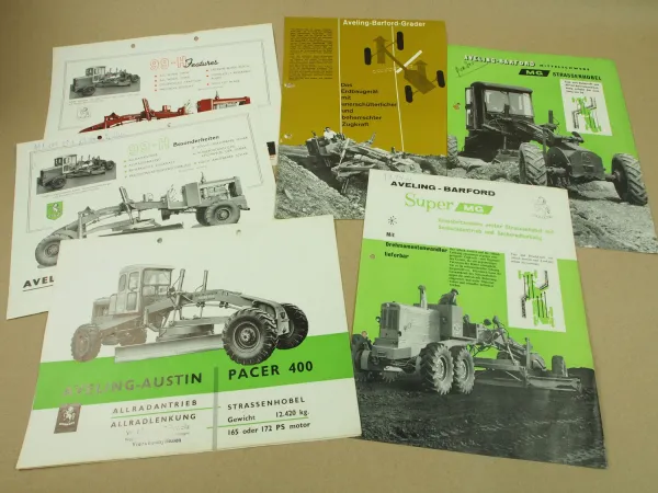 6 Prospekte Aveling Austin Barford Pacer 400 99-H Super MG Grader 1957-62