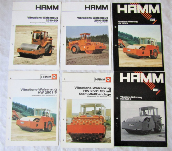6 Prospekte Hamm IBH HW 2510-SD 2501-S 2510-SSD 2501-SS Walzenzug 80er Jahre