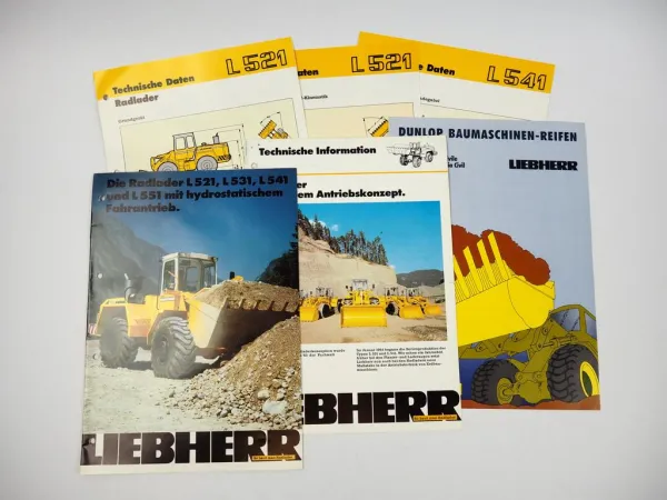 6 Prospekte Liebherr Radlader Technische Information + Daten 1986-90