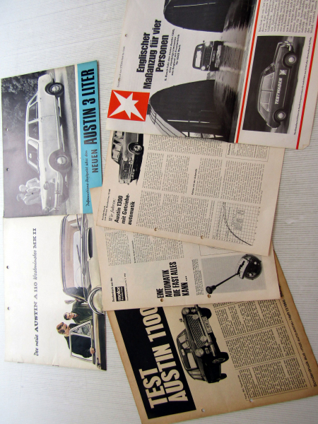 6x Austin 1100 1300 Prospekte Presseartikel 1960er Jahre