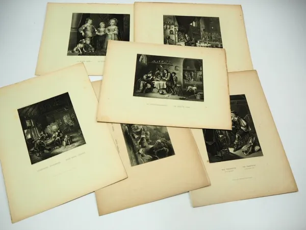 6x Kupferstich Dresdener Galerie W. French Niederländische Meister ca. 1860