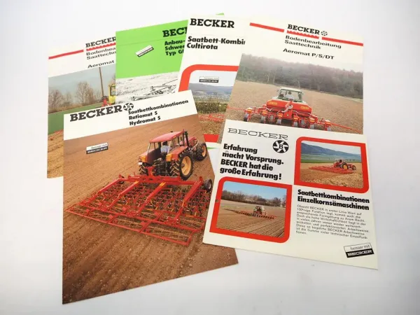 6x Original Prospekt Becker Anbaugeräte Traktoren Bodenbearbeitung Landtechnik