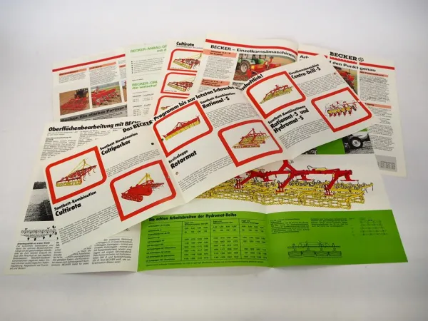 6x Original Prospekt Becker Anbaugeräte Traktoren Bodenbearbeitung Landtechnik