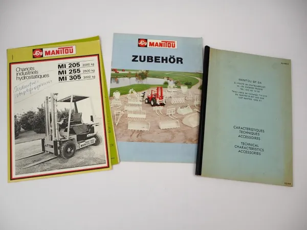 6x Original Prospekt Brochure Manitou Gabelstapler Zubehör Techn. Daten 1980er J.