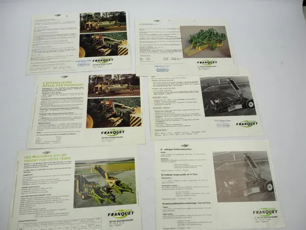 6x Original Prospekt Franquet Vollerntegerät Rübenernte 1970/80er J. Frankreich