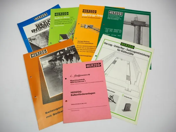 6x Original Prospekt Herzog Ballenförderer Seilzugentmistung Ballenblitz