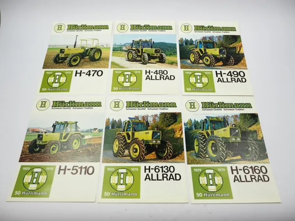 6x Original Prospekt Hürlimann H-470 480 490 5110 6130 6160 Schlepper 1979