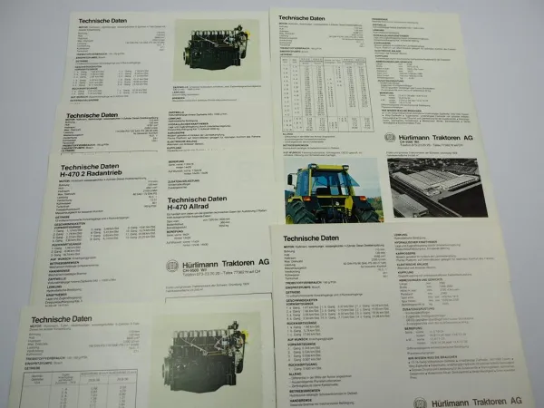 6x Original Prospekt Hürlimann H-470 480 490 5110 6130 6160 Schlepper 1979