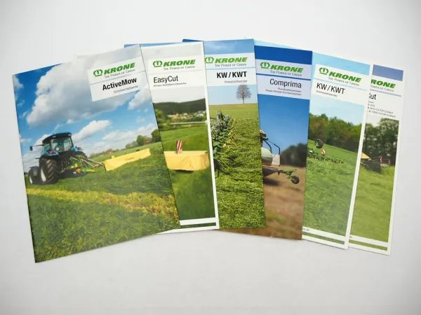 6x Original Prospekt Krone Landtechnik Mähwerke Zettwender Presse 2015 bis 2019