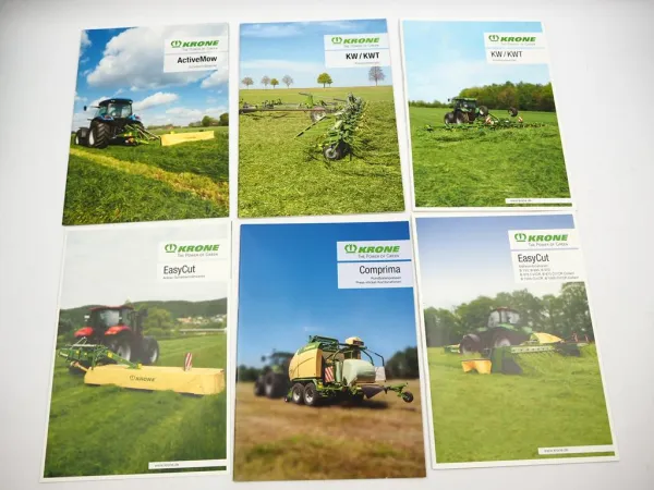 6x Original Prospekt Krone Landtechnik Mähwerke Zettwender Presse 2015 bis 2019