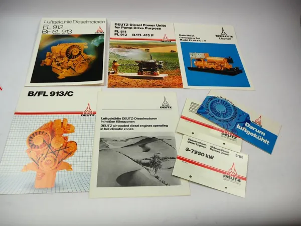 6x Original Prospekt Mappe Deutz FL BFL Luftgekühlte Dieselmotoren 1980er Jahre