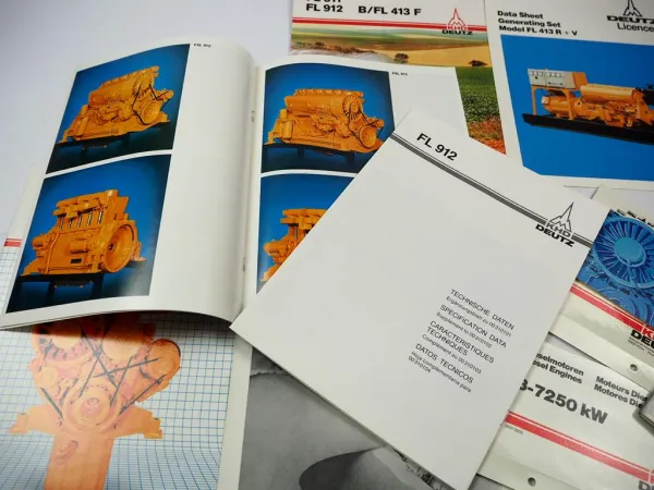 6x Original Prospekt Mappe Deutz FL BFL Luftgekühlte Dieselmotoren 1980er Jahre