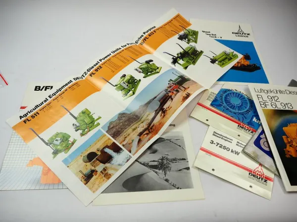 6x Original Prospekt Mappe Deutz FL BFL Luftgekühlte Dieselmotoren 1980er Jahre