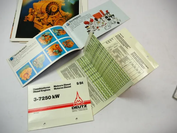 6x Original Prospekt Mappe Deutz FL BFL Luftgekühlte Dieselmotoren 1980er Jahre
