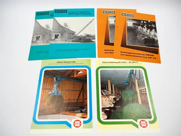 6x Original Prospekt Mengele Herzog Seilzug Kettenzug Landtechnik 1970er Jahre