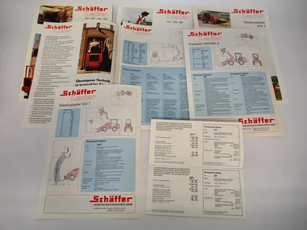 6x Original Prospekt Preisliste Anschreiben Schäffer Lader Radlader 1997