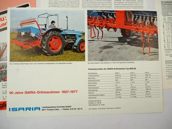 6x Original Prospekt Preisliste Isaria 6000 Drillmaschine 1970/80er Jahre