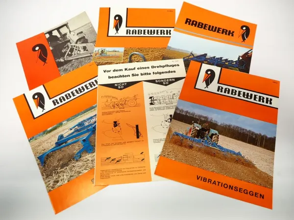 6x Original Prospekt Rabewerk verschiedene Anbaugeräte für Traktoren 1970er J.