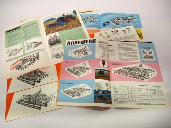 6x Original Prospekt Rabewerk verschiedene Anbaugeräte für Traktoren 1970er J.