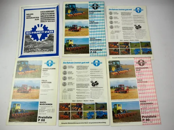 6x Original Prospekt Schmotzer Landtechnik Produktprogramm 1980er Jahre