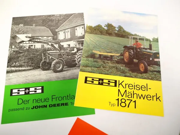 6x Original Prospekt Stockey & Schmitz Anbaugeräte an z.B. John Deere Schlepper