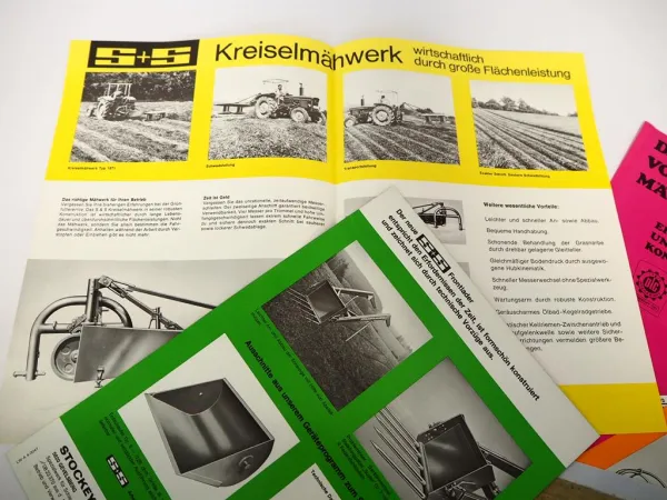 6x Original Prospekt Stockey & Schmitz Anbaugeräte an z.B. John Deere Schlepper